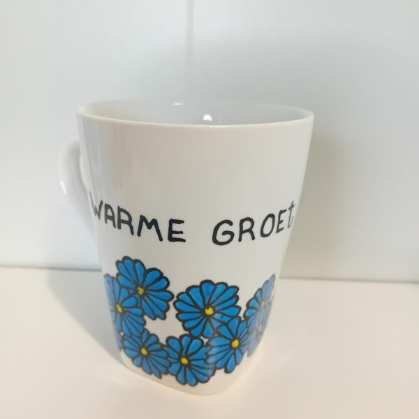 mok blauw warme groet